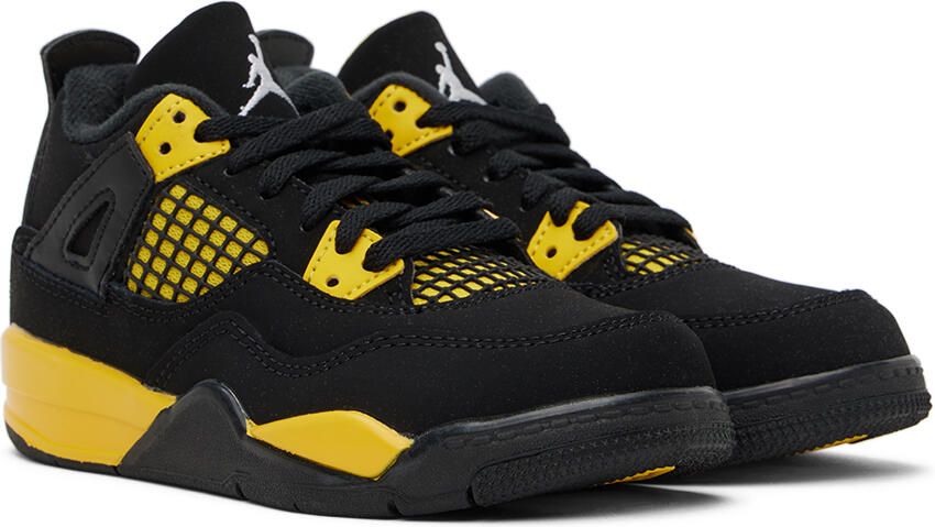 Nike Jordan Kids Black & Yellow Jordan 4 Retro Thunder Little Kids Sneakers