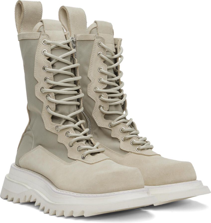Julius Beige Lace-Up Combat Boots - Picture 2