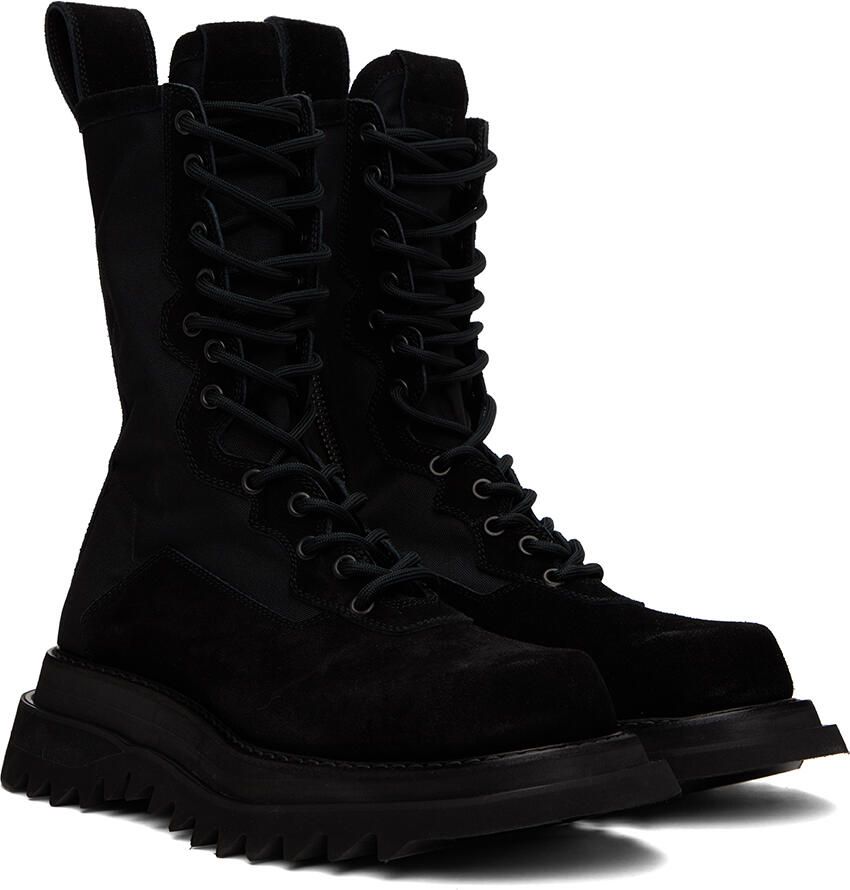Julius Black Lace-Up Combat Boots - Picture 2