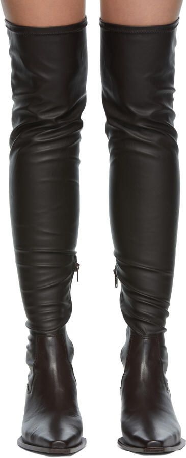 Juun.J Brown Thigh-High Boots - Picture 3