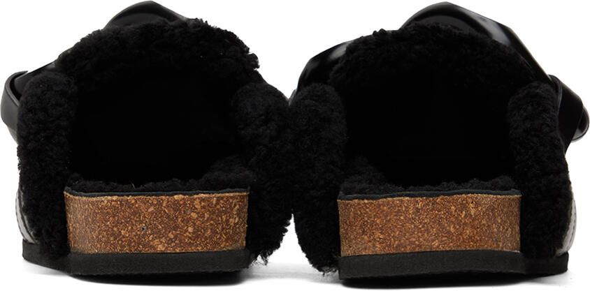 JW Anderson Black Shearling Chain Loafers - Picture 2