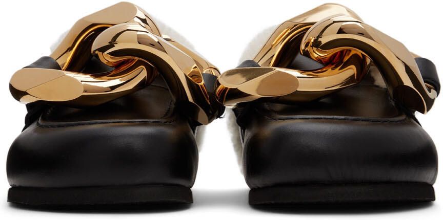 JW Anderson Black Shearling Chain Loafers - Picture 3