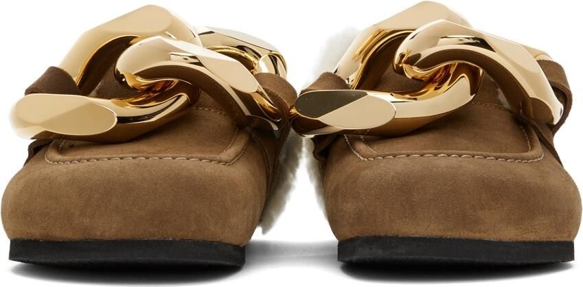 JW Anderson Brown Shearling Chain Loafers - Picture 3
