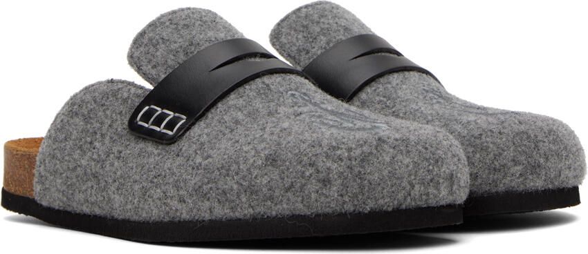 JW Anderson Gray Embroidered Mules - Picture 2