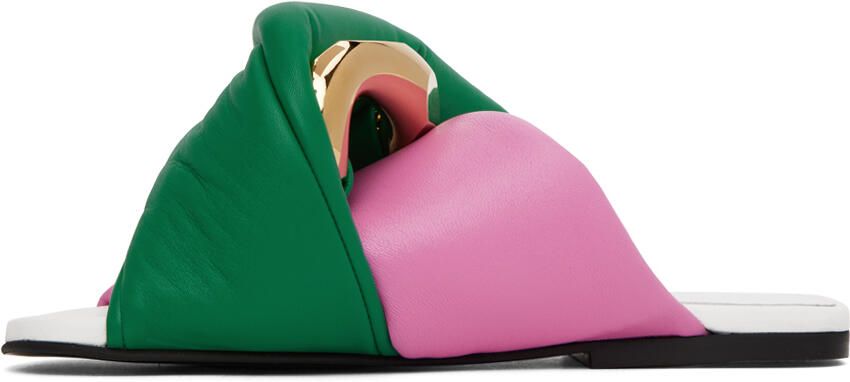JW Anderson Pink & Green Chain Twist Sandals - Picture 3