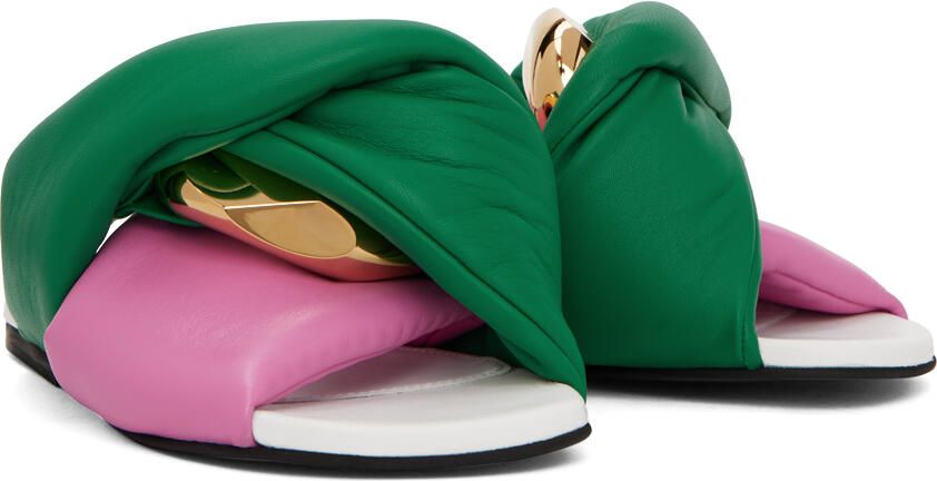 JW Anderson Pink & Green Chain Twist Sandals