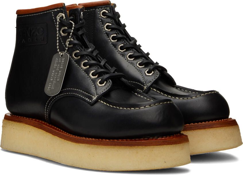 Kenzo Black Yama Lace-Up Boots - Picture 2