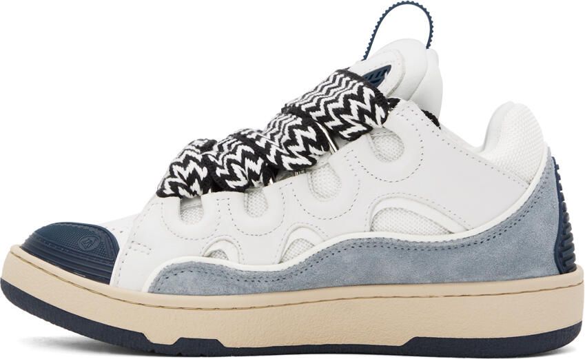 Lanvin SSENSE Exclusive Off-White & Blue Curb Sneakers - Picture 2