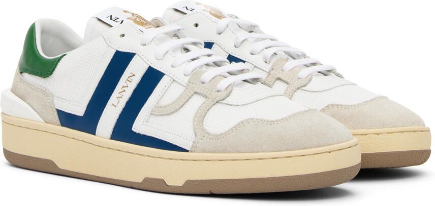 Lanvin White & Blue Clay Sneakers - Picture 2
