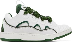 Lanvin White & Khaki Curb Sneakers