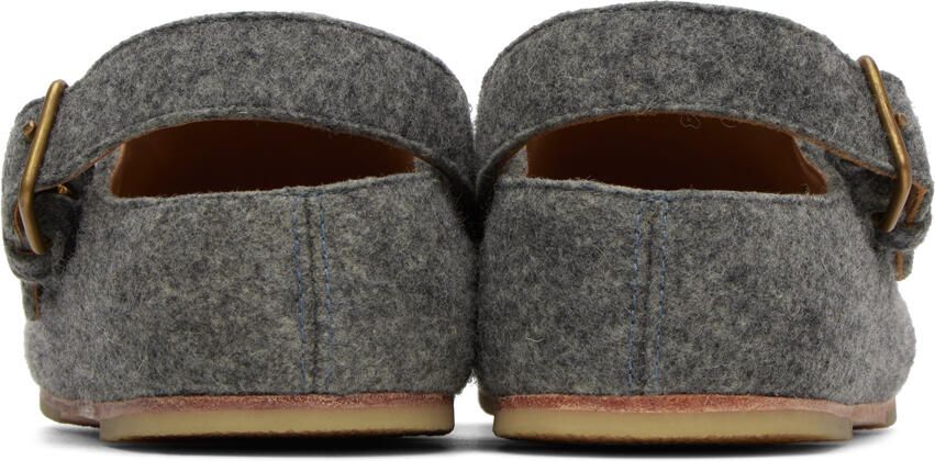 Lauren Manoogian Gray Felt Buckle Mules