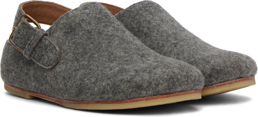 Lauren Manoogian Gray Felt Buckle Mules - Picture 2