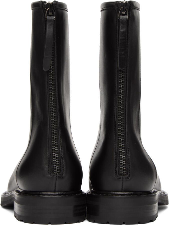 Legres Black Leather Combat Boots - Picture 3