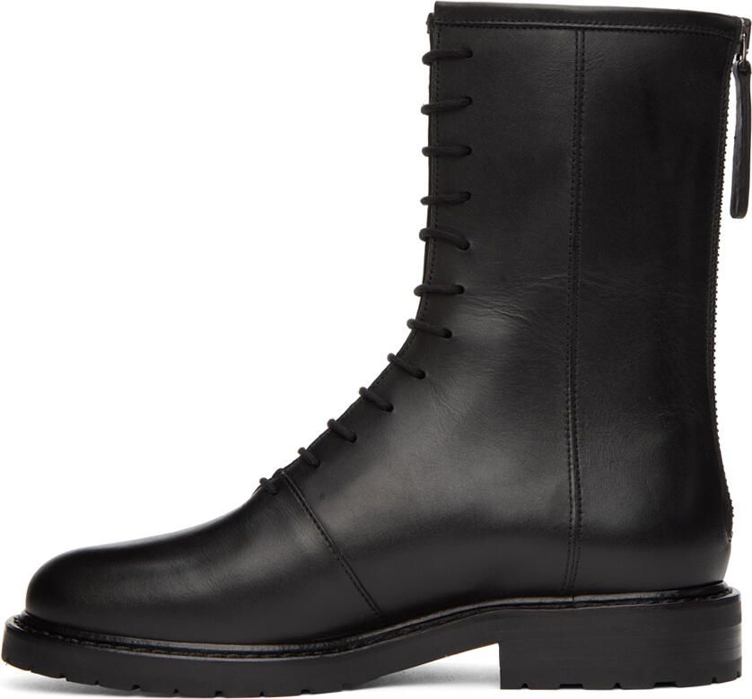 Legres Black Leather Combat Boots - Picture 2