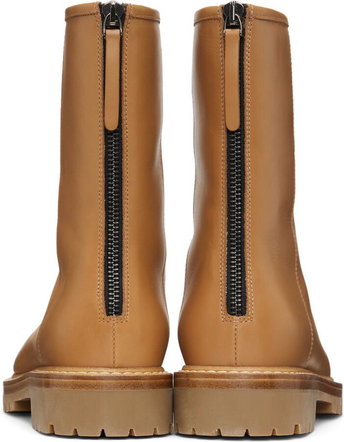 Legres Tan Leather Combat Boots - Picture 3