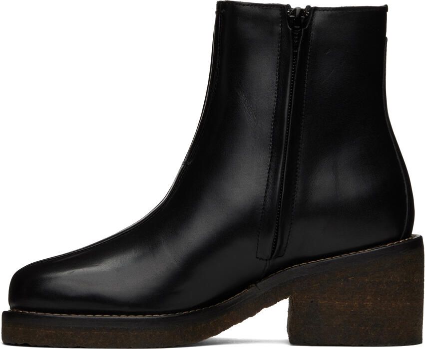 LEMAIRE Black Piped Ankle Boots - Picture 3