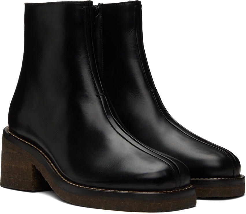 LEMAIRE Black Piped Ankle Boots - Picture 2