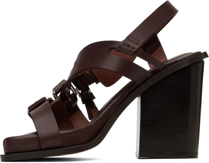 LEMAIRE Brown Square Heeled 100 Sandals - Picture 3