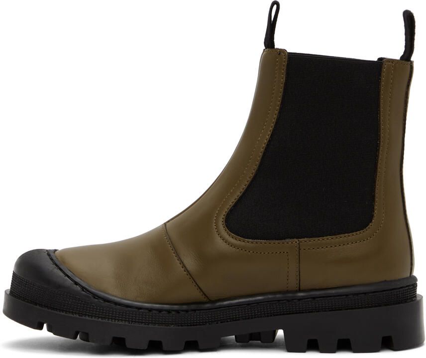 Loewe Khaki Calfskin Chelsea Boots