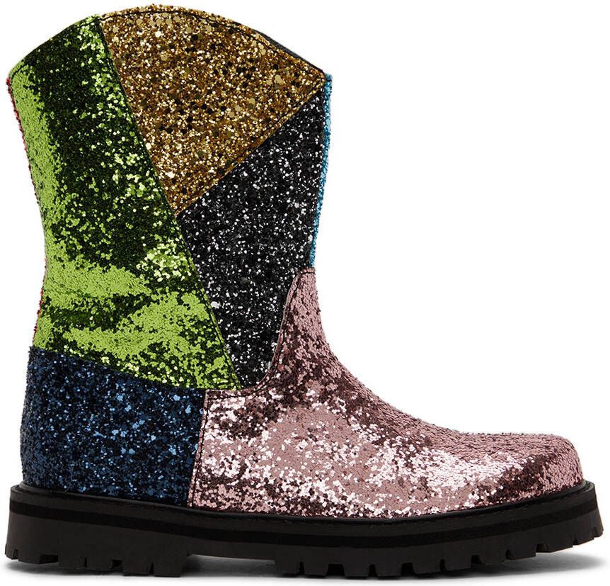 M A Kids Multicolor Glitter Boots