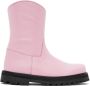 M A Kids Pink Faux-Leather Ankle Boots - Thumbnail 1
