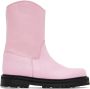 M A Kids Pink Leather Boots - Thumbnail 1