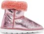 M A Kids Pink Shiny Leather Boots - Thumbnail 1