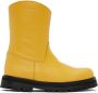 M A Kids Yellow Faux-Leather Ankle Boots - Thumbnail 1