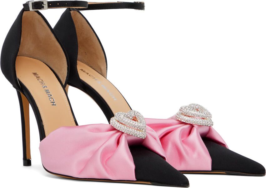 MACH & MACH Black & Pink Double Heart 110 Heels - Picture 2