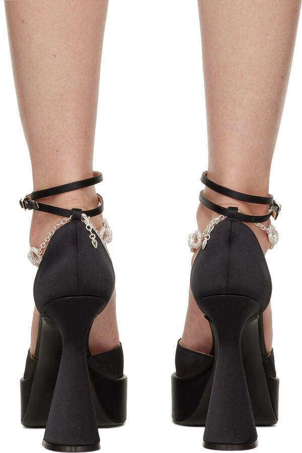 MACH & MACH Black Bow Chain 140 Heels