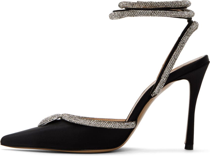 MACH & MACH Black Crystal Heart 110 Heels - Picture 3