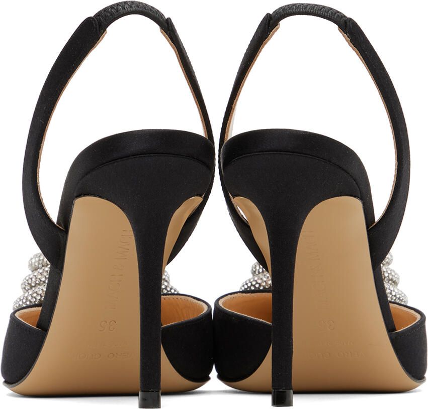 MACH & MACH Black Triple Heart 95 Slingback Heels