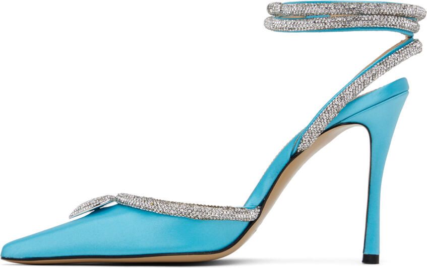 MACH & MACH Blue Crystal Heart Heels - Picture 3