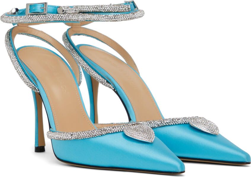MACH & MACH Blue Crystal Heart Heels - Picture 2