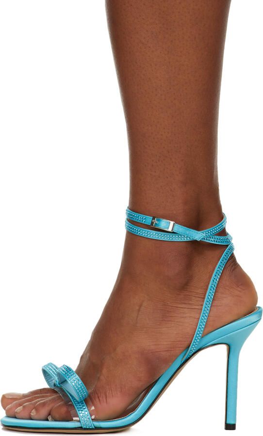 MACH & MACH Blue French Bow 95 Heeled Sandals - Picture 3