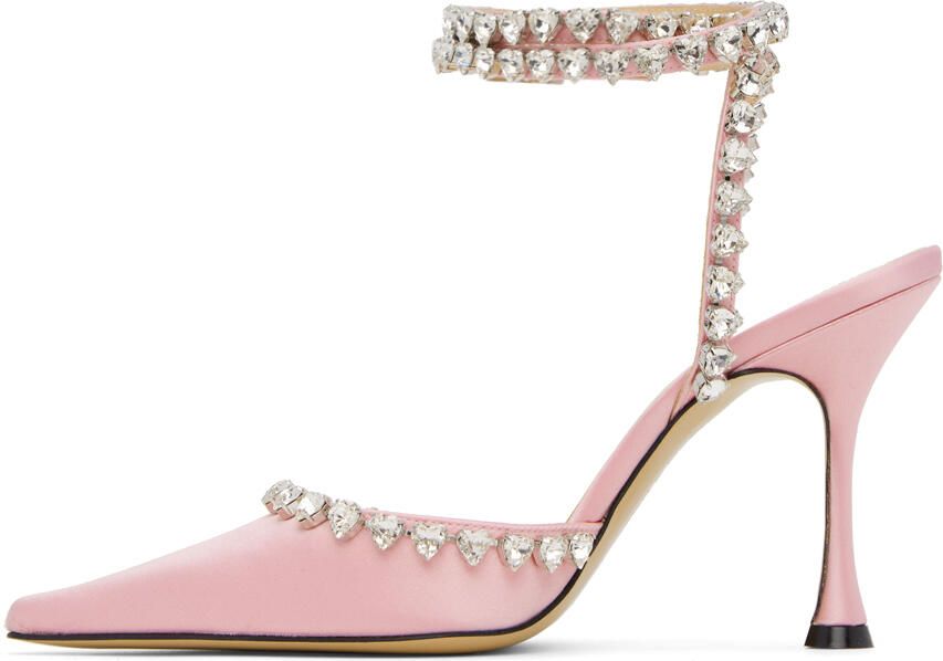 MACH & MACH Pink Audrey Crystal Heart Heels - Picture 3