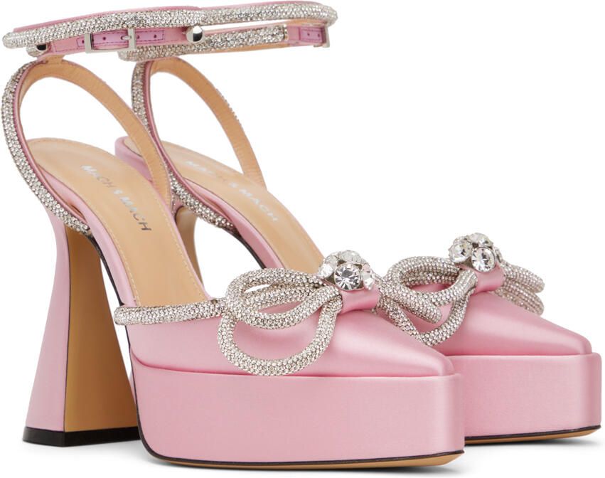 MACH & MACH Pink Double Bow 140 Platform Heels - Picture 3