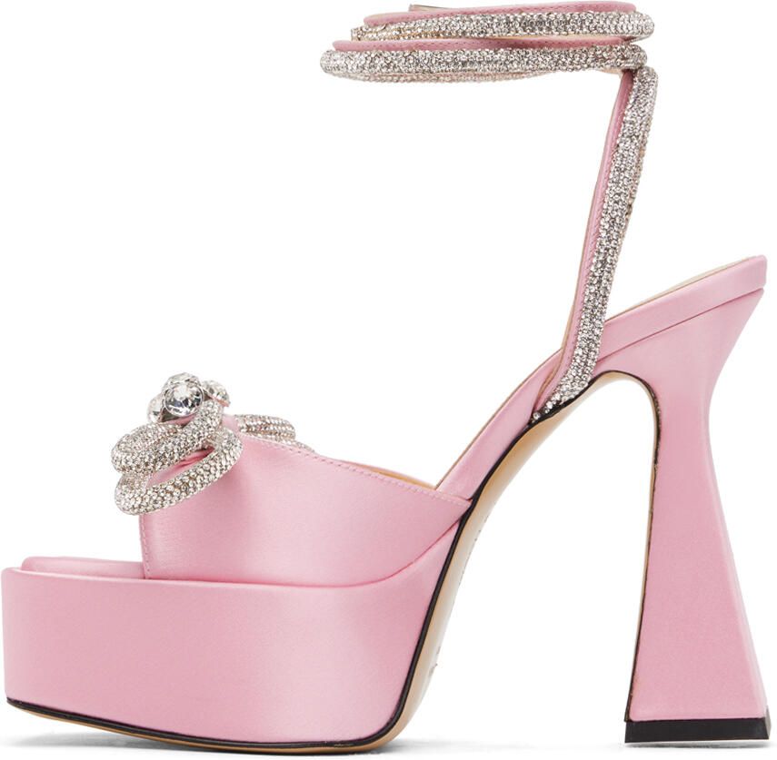 MACH & MACH Pink Double Bow Square Toe Heels - Picture 2