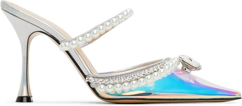 MACH & MACH Silver Diamond & Pearl 100 Heels