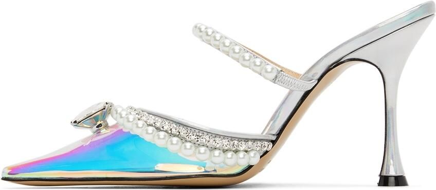 MACH & MACH Silver Diamond & Pearl 100 Heels - Picture 3