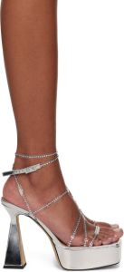 MACH & MACH Silver Double Bow 140 Heeled Sandals