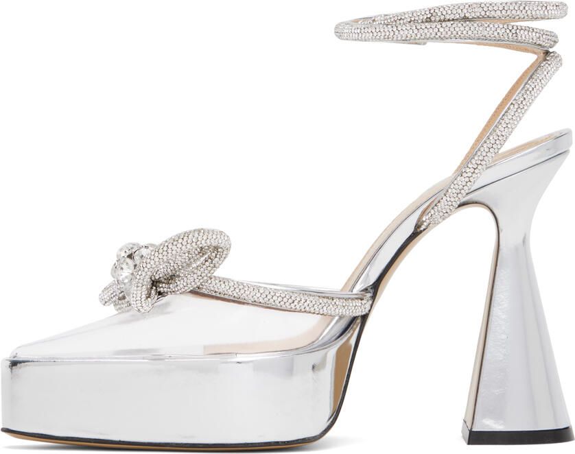 MACH & MACH Silver Double Bow Platform Heels - Picture 2
