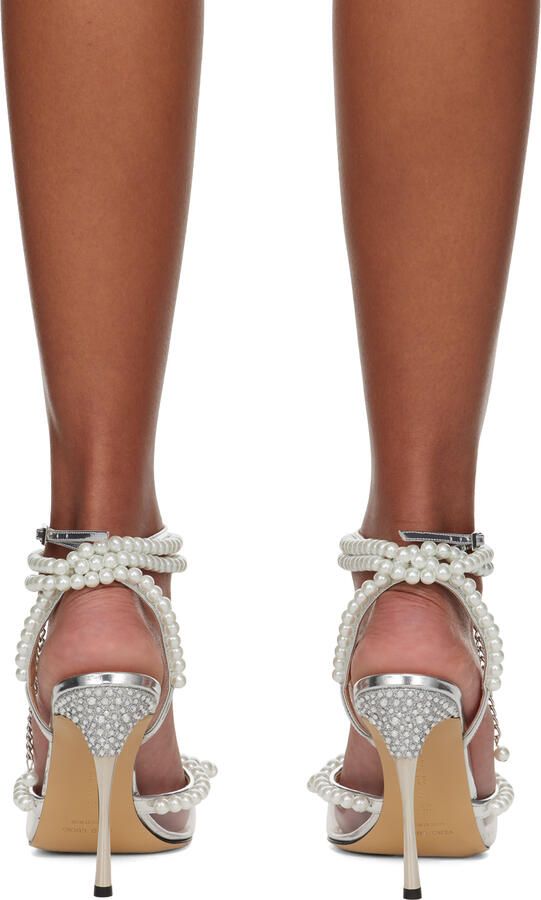 MACH & MACH Silver Pearl Bow 110 Heels