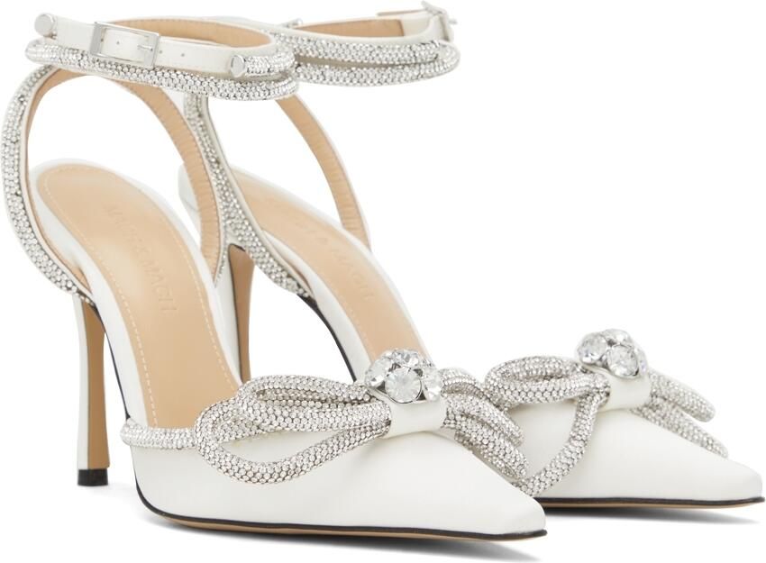 MACH & MACH White Double Bow 110 Heels - Picture 2