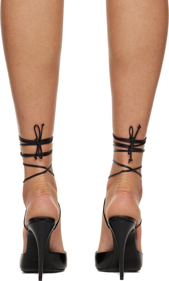 Magda Butrym Black Leather Pointed-Toe Wrap Heels - Picture 4