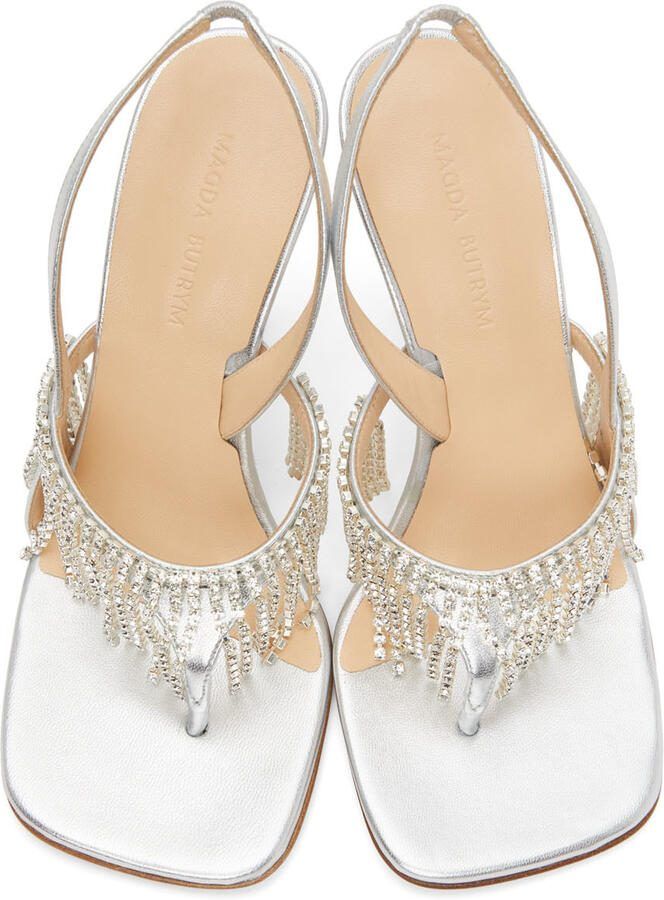 Magda Butrym Silver Crystal Heeled Sandals - Picture 2