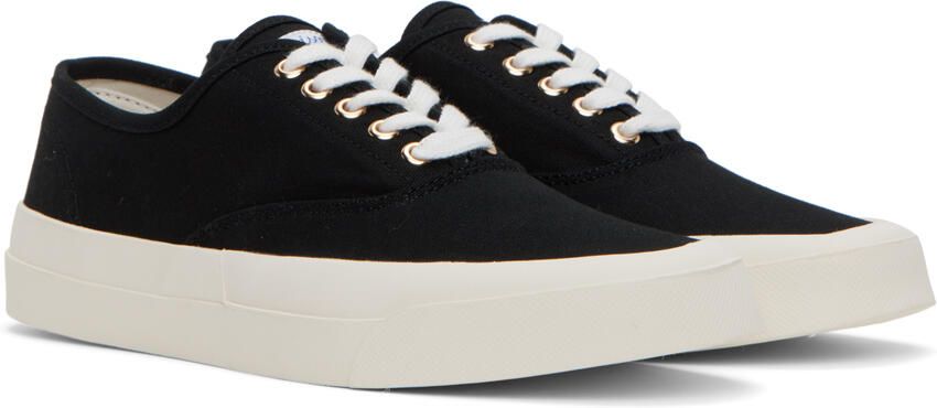 Maison Kitsuné Black Canvas Laced Sneakers - Picture 4