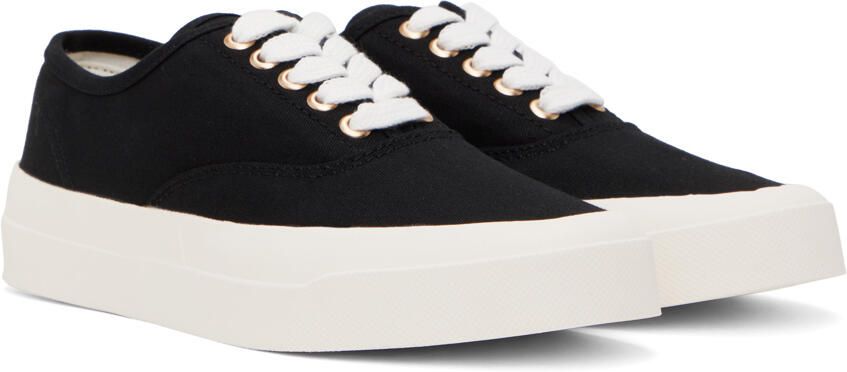 Maison Kitsuné Black Canvas Laced Sneakers - Picture 3