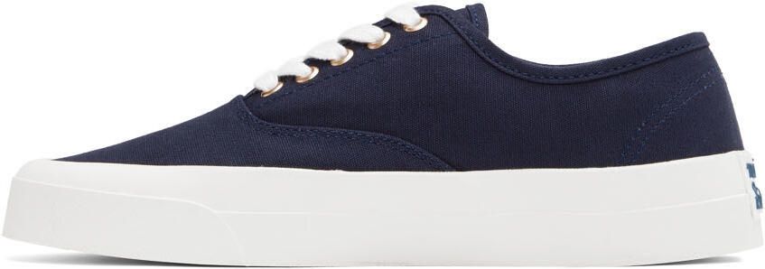 Maison Kitsuné Navy Canvas Laced Sneakers - Picture 3