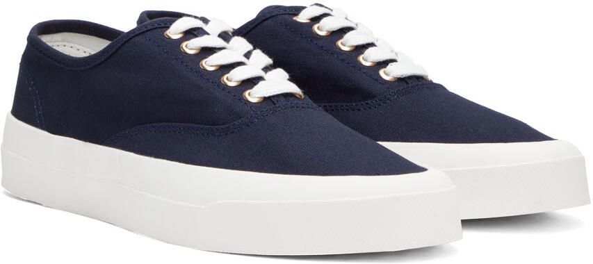 Maison Kitsuné Navy Canvas Laced Sneakers - Picture 2